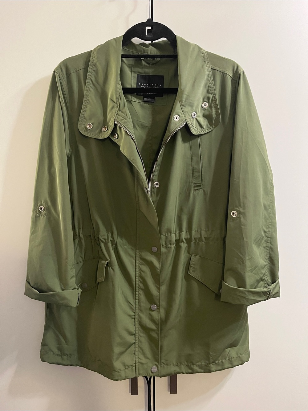 Sanctuary Olive Green Utility Lightweight Jacket Pockets Large